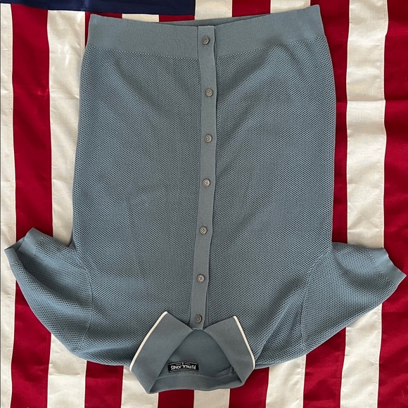 Blue Short Sleeve Button-Up Polo Shirt - Picture 3 of 6